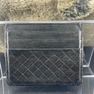 Authentic Bottega Veneta Black Leather Card Holder